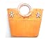 Bright Orange Raffia Cowrie Shell Flower Tote Bag Purse