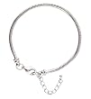Starter Bracelet (B205) for Pandora, Troll, Biagi and Charmilia Style Beads - Removable Lobster Claw - Beads Won't Fall Off + 1-1/2" Extension Chain - Silver Tone Metal (8-1/2")