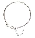 Starter Master Bracelet for Pandora, Troll, Biagi and Charmilia Style Beads - Removable Lobster Claw - Beads Won't Fall Off + 1-1/2" Extension Chain - Silver Tone Metal (8-1/2") (FB119)