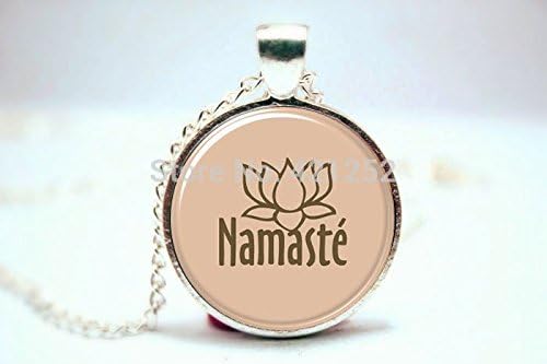 Pretty Lee 2015 Fashion Yoga Jewelry Namaste Om Neckalce Zen Pendant Jewelry Glass Cabochon Necklace 3676 Christmas gift