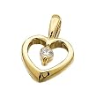 14Kt Yellow Gold Modest Diamond Solitaire Heart Pendant