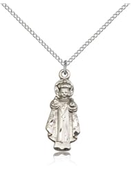 Free Engraving Included Medal- Sterling Silver Infant of Prague Pendant 1 x 3/8" 0824SS--w/18" Chain & Box Unusual & Specialty Children/Schools