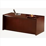 Golden Cherry on Beech Veneer Mayline Corsica 72 Bow Front Wood Credenza Desk