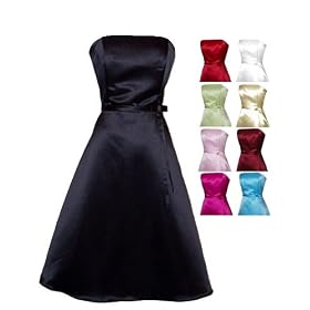 <b>50's Strapless Satin Formal Bridesmaid Prom Dress</b>