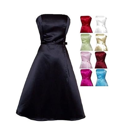 50's Strapless Satin Formal Bridesmaid Prom Dress