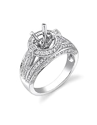 14k White Gold 0.76 Ctw Luxurious Diamond Mounting - Size 7