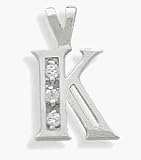 Ladies White Gold 0.06 tcw Diamond K Initial Pendant