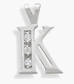 Ladies White Gold 0.06 tcw Diamond K Initial Pendant