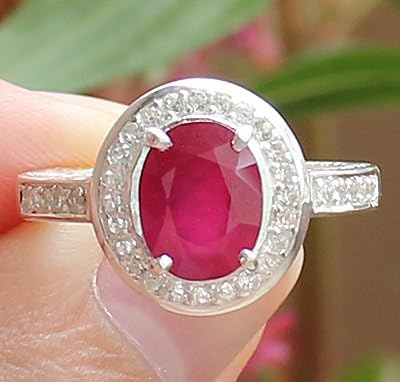 R08666 Women's 4.20 Ctw Ruby & White Topaz Solid 925ss S#7.5 Fs One Sterling Silver Ring