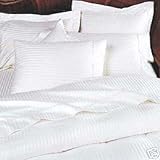 300TC Egyptian Cotton KING WHITE STRIPED Duvet Cover Set BY MARRIKAS