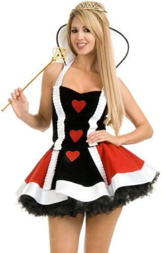 Charades Sexy Queen Of Hearts Short Dress Halloween Costume L