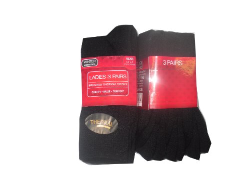 Womens extra warm thermal socks (Pack of 6) (Black)