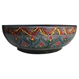 Handmade Decorative Lacquer Bowl With Hand-etched Hand-painted Floral Design (Thailand)