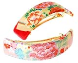 L. Erickson USA Rectangle Volume Barrette 100% Silk Print - Geisha