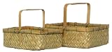 Natural Hand Woven Split Bamboo Nested Rectangle Baskets Set of Two - Large=14" x 10 1/2" x 5 1/2"