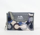 Coach Limited Edition Optic Graphic Mini Skinny Coin Case w Key Chain 47250 Grey Multi
