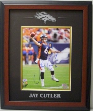 Jay Cutler Autographed/Hand Signed Denver Broncos 8x10 Photo Logo Framed