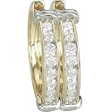 14K Two Tone Gold Channel Set Round Diamond Hoop Earrings (0.74 ctw, GH, SI1)