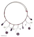 Amethyst and rose quartz choker, 'Jungle Stars'