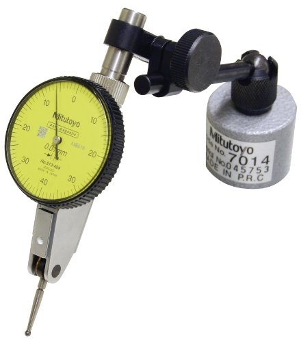 Mitutoyo 513-908 Dial Test Indicator and Mini Magnetic Stand, 8mm Stem Dia., Yellow Dial, 0-40-0 Reading, 40mm Dial Dia., 0-0.8mm Range, 0.01mm Graduation, +/-0.008mm Accuracy