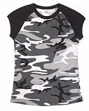 8039 WOMEN'S PINK CAMO SHORT SLEEVE RAGLAN T-SHIRT