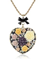 Betsey Johnson "Fabulous Flowers" Flower Heart Long Pendant Necklace, 32"