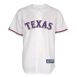 MLB Texas Rangers Replica Home Jersey, White/Scarlet/Blue