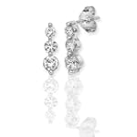 14k White or Yellow Gold 3-Stone Round Shared-Prong Earrings (1/2 cttw, I-J Color, I1-I2 Clarity)