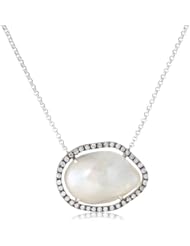 Jordan Alexander "Slice" Silver Chain with Exterior White Pearl Slice and Diamond Necklace