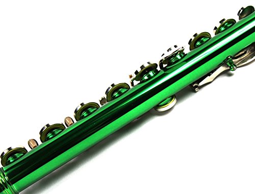 Engraved Design Italian Pads 16 Keys Close Hole C Flute Green Color