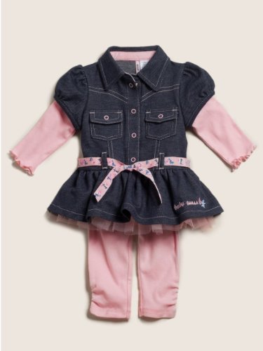 GUESS Kids Dress with Leggings Set, BLUE (3/6M)