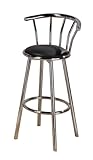 Poundex Y1019BK Swivel Bar Stools, Black/Silver