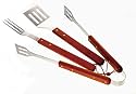 BBQ Tool Set Barbeque Set 3 Piece Stainless Steel Hardwood Handles
