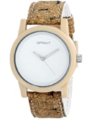 Sprout Unisex ST/5516WTCK White Dial Cork Strap Eco-Friendly Watch