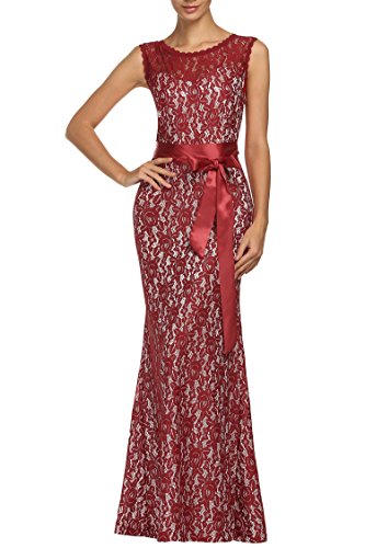 ANGVNS Women Elegant Halter Lace Wedding Bridesmaid Maxi Formal Dress