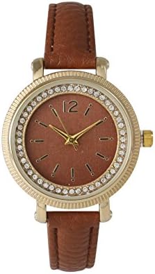 Olivia Pratt Elegant Petite Rhinestone Watch - Cognac