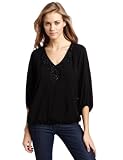 Ella moss Women's Blouson Applique Top, Black, X-Small