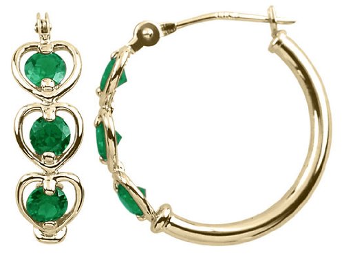 How to get Created Emerald Heart Hoop Earrings 1.0 Carat (ctw) in 10K Yellow Gold Guides