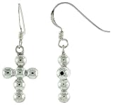 Sterling Silver Beaded Cross Earrings 5/8