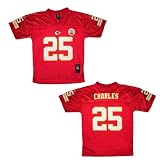 Youth / Boys NFL Kansas City Chiefs Charles #25 Athletic Comfortable Fit Short Sleeve Jersey Shirt - Red (Size: XL(18-20) )