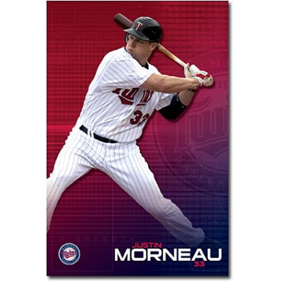 Professionally Framed Minnesota Twins (Justin Morneau at Bat) Sports Poster Print - 22x34 with RichAndFramous Black Wood Frame