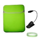 Green / Orange Amazon Kindle DX Reversible Carrying Sleeve + Black Ebook Reader Light + Live*Laugh*Love Wrist Band!!! (Kindle DX Not Included)