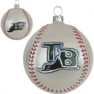 Tampa Bay Rays Glass Baseball Ornament