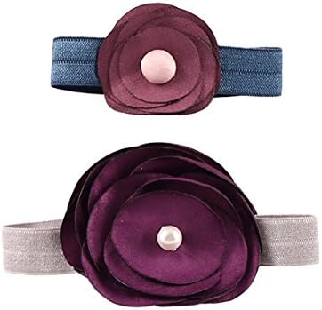 MAVENS12 Women's Wrap Flower Ribbon Bracelet - Set of 2 (Violet)