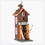 Fire Station Birdhouse Bird House Feeder