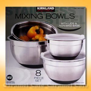 8 Piece Stainless Steel Nesting Bowl Set with Lids & NON Skid Base