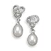 Rhodium Plated Love Knot Earrings with Cultured Freshwater Pearl Drop
