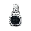 14K White Gold Onyx and Diamond Pendant