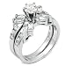 Jewelry : Sterling Silver Cubic Zirconia CZ Wedding Engagement Ring Set