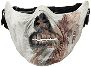 PhoebeTan Halloween Zombie Half Face Mask Skeleton Mask (Beige)
